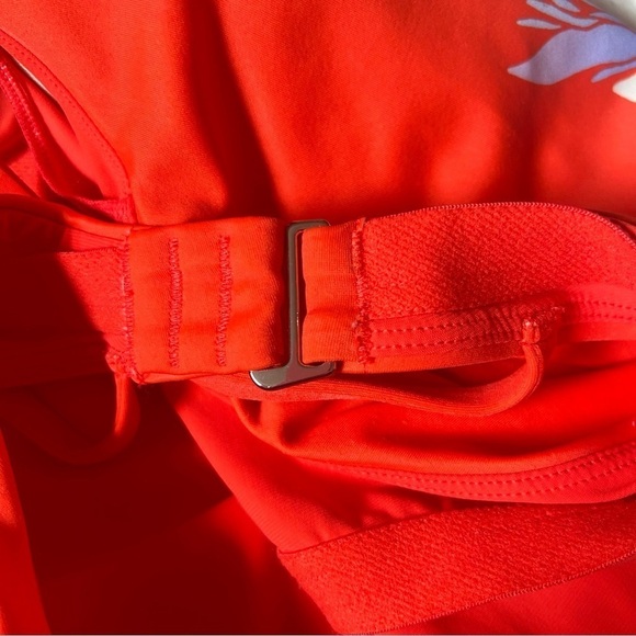 Athleta Women Swim Suit 1 Piece Large Floral Red Nylon Lycra Spandex - Picture 6 of 8